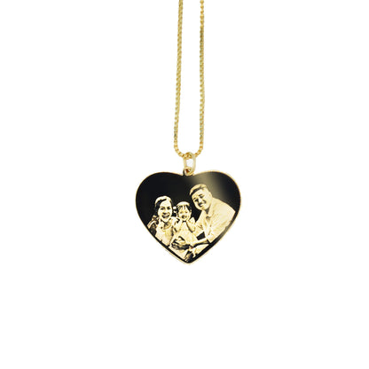 Gargantilha com pingente personalizado frente e verso banhado a ouro 18k - Biju & Cia.