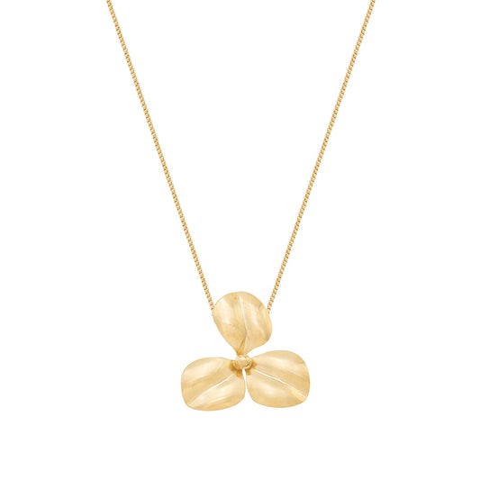 Gargantilha flor 3 pétalas banhada a ouro 18k - Biju & Cia.