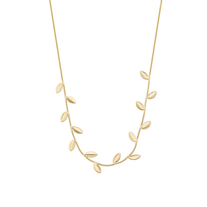 Gargantilha choker folhas banhada a ouro 18k