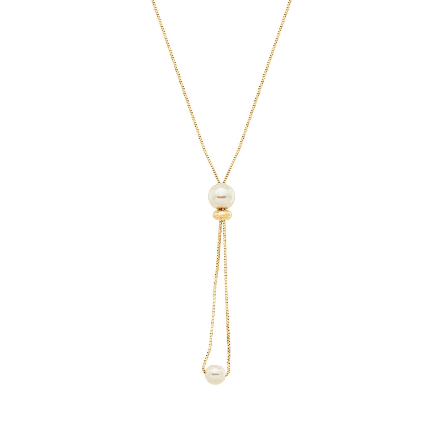 Colar gravata com pérolas banhado a ouro 18k - Biju & Cia.