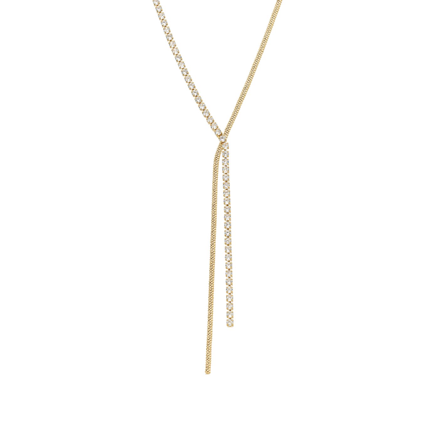 Gargantilha gravata com zircônias banhada a ouro 18k - Biju & Cia.