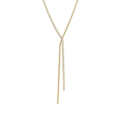 Gargantilha gravata com zircônias banhada a ouro 18k - Biju & Cia.