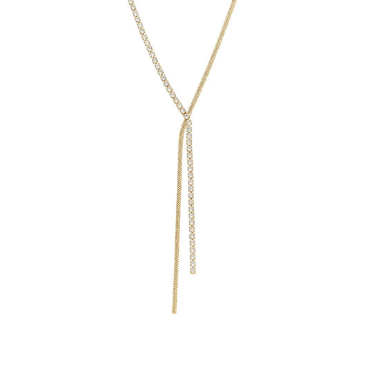 Gargantilha gravata com zircônias banhada a ouro 18k - Biju & Cia.