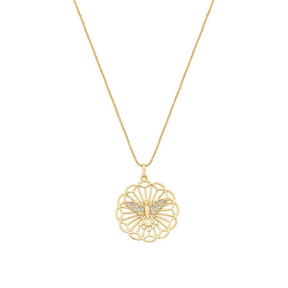 Gargantilha mandala com espírito santo banhada a ouro 18k - Biju & Cia.