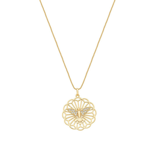 Gargantilha mandala com espírito santo banhada a ouro 18k - Biju & Cia.