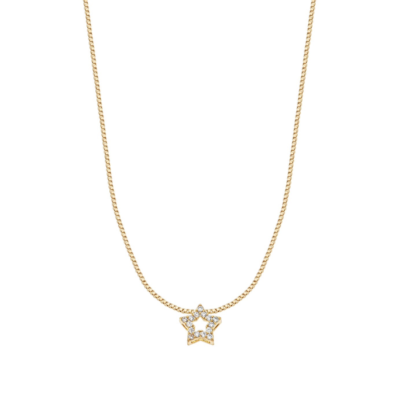 Gargantilha estrela com zircônias banhada a ouro 18k - Biju & Cia.