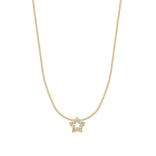 Gargantilha estrela com zircônias banhada a ouro 18k - Biju & Cia.
