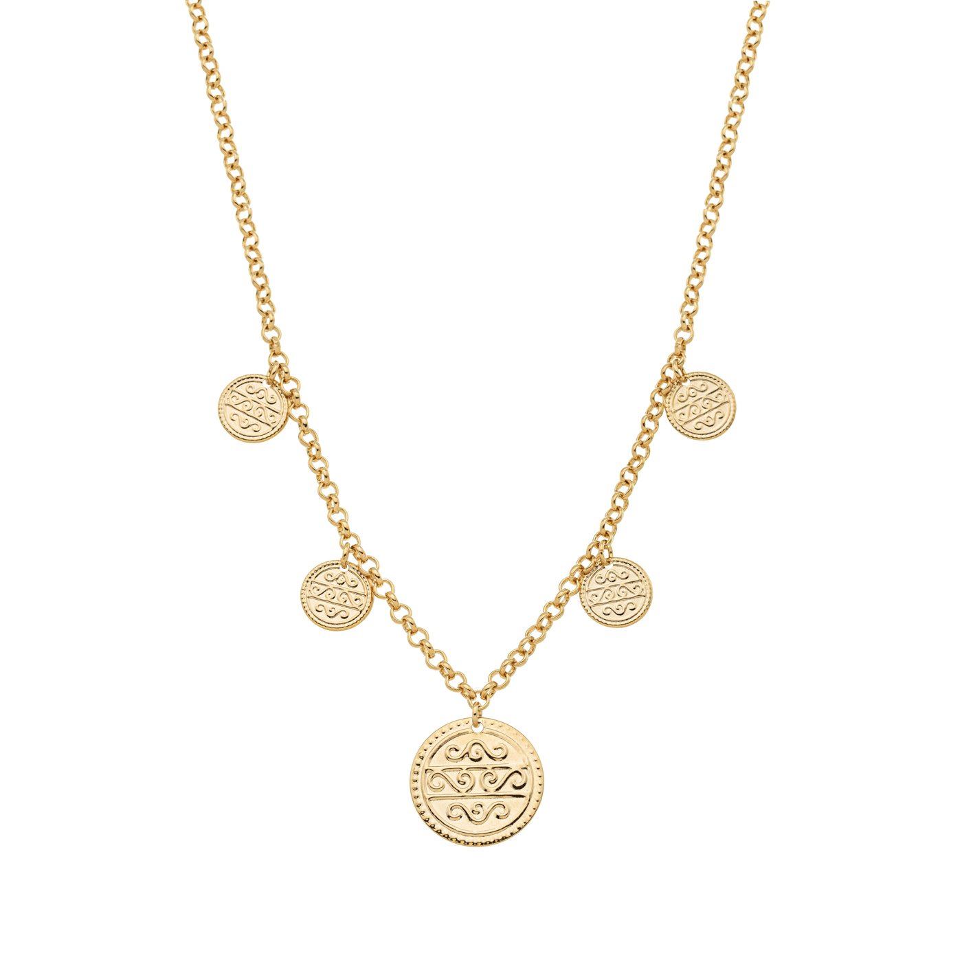 Gargantilha medalhas banhada a ouro 18k - Biju & Cia.