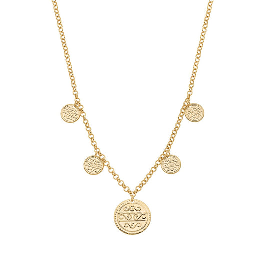 Gargantilha medalhas banhada a ouro 18k - Biju & Cia.