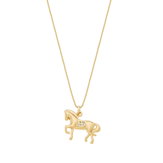 Gargantilha cavalo com zircônias banhada a ouro 18k - Biju & Cia.