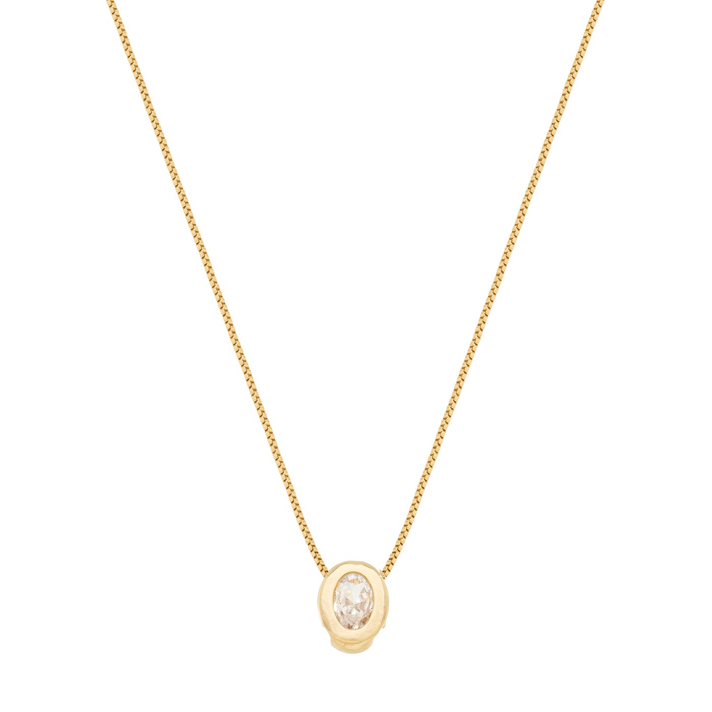 Gargantilha oval com zircônia banhada a ouro 18k - Biju & Cia.