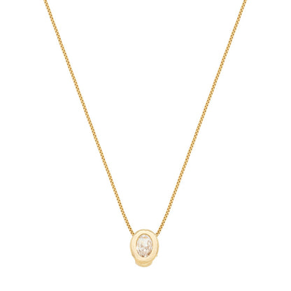 Gargantilha oval com zircônia banhada a ouro 18k - Biju & Cia.