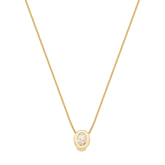 Gargantilha oval com zircônia banhada a ouro 18k - Biju & Cia.