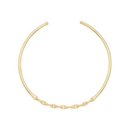 Choker aro trabalhado e liso banhada a ouro 18k - Biju & Cia.