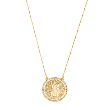 Gargantilha são bento com zircônias banhada a ouro 18k