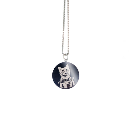 Gargantilha de aço inox com pingente personalizado frente e verso em aço inox - Biju & Cia.
