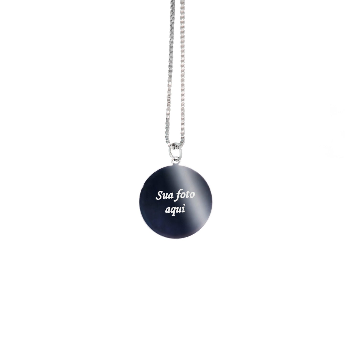 Gargantilha de aço inox com pingente personalizado frente e verso em aço inox - Biju & Cia.