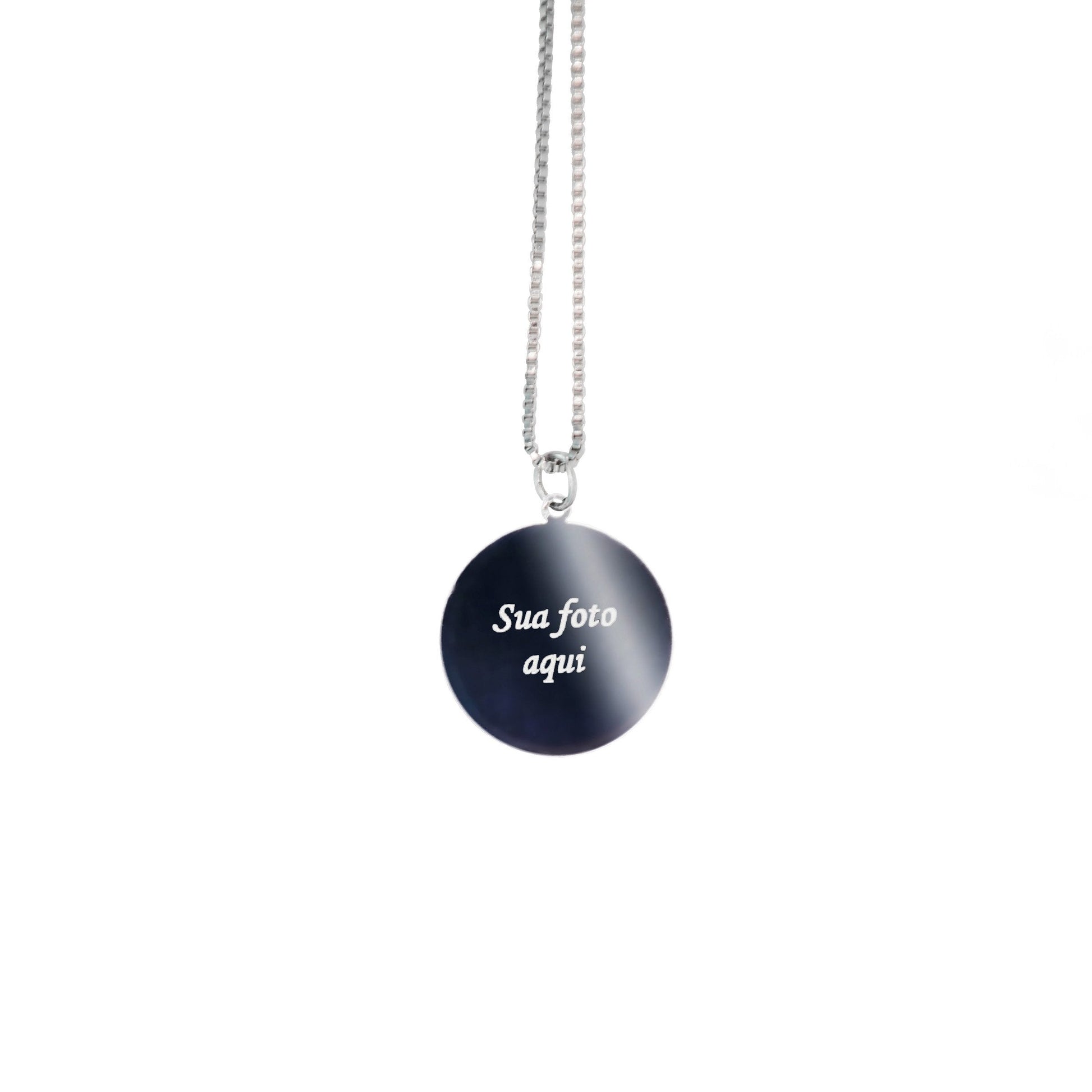 Gargantilha de aço inox com pingente personalizado frente e verso em aço inox - Biju & Cia.