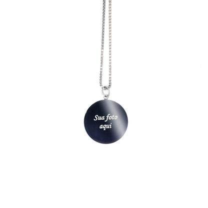 Gargantilha de aço inox com pingente personalizado frente e verso em aço inox - Biju & Cia.
