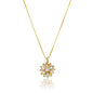 Gargantilha flor com pedra banhada a ouro 18k - Biju & Cia.