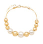 Pulseira bolas e pérolas banhada a ouro 18k