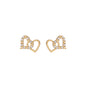 Brinco de dois corações com zircônias banhado a ouro 18k - Biju & Cia.