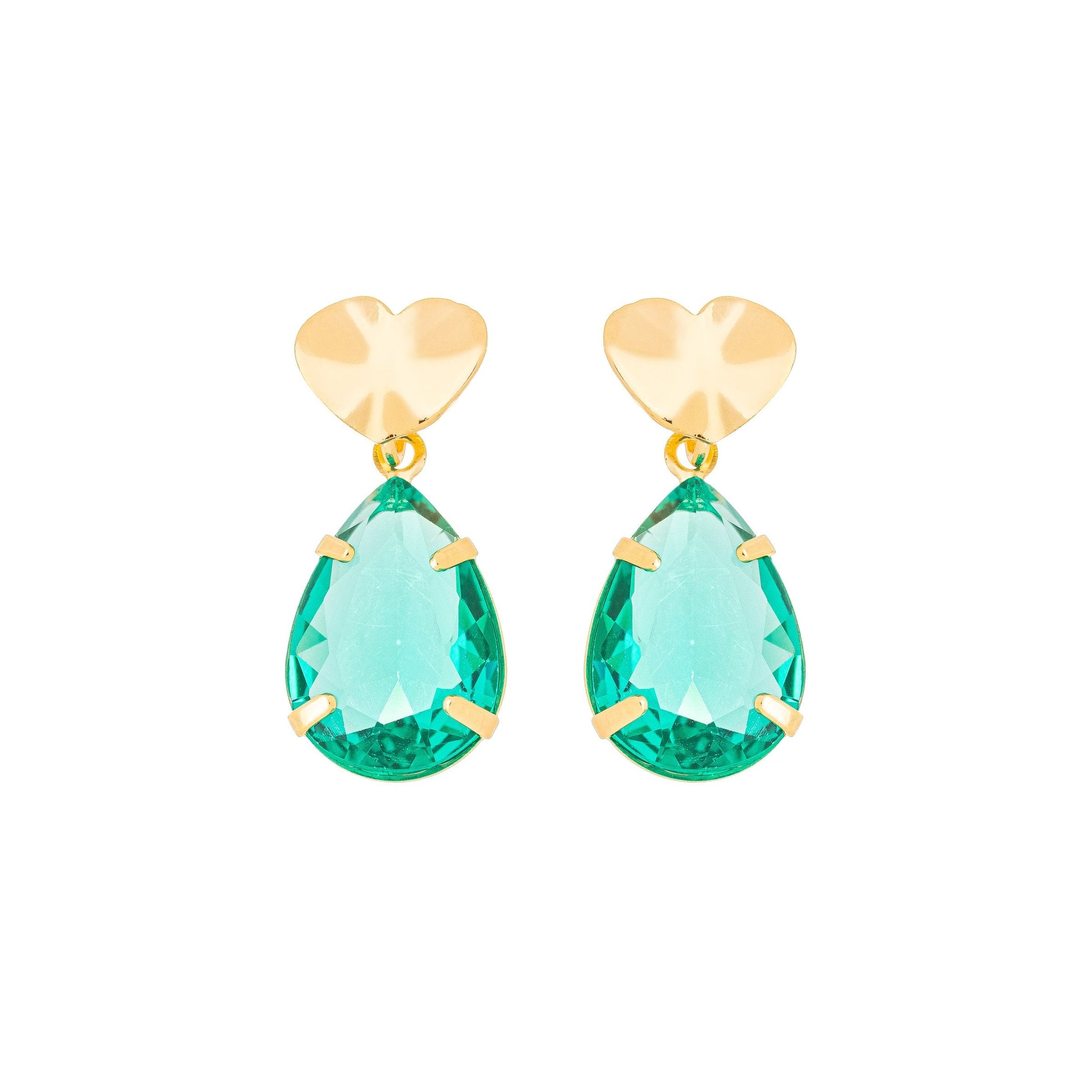 Brinco coração com gota banhado a ouro 18k - Biju & Cia.