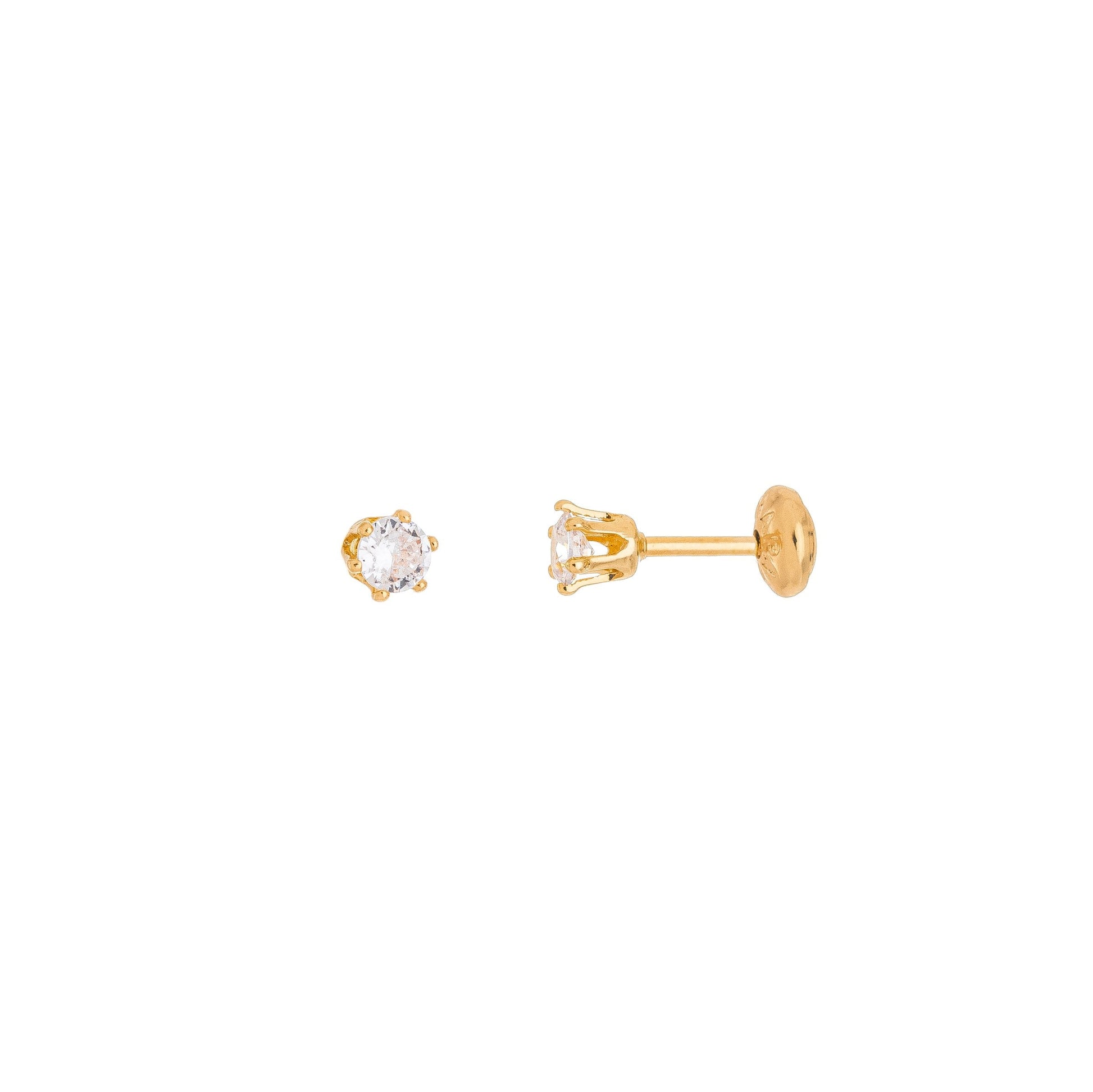 Brinco solitário de zircônia infantil banhado a ouro 18k - Biju & Cia.