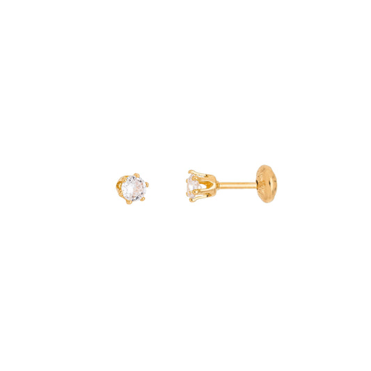 Brinco solitário de zircônia infantil banhado a ouro 18k - Biju & Cia.