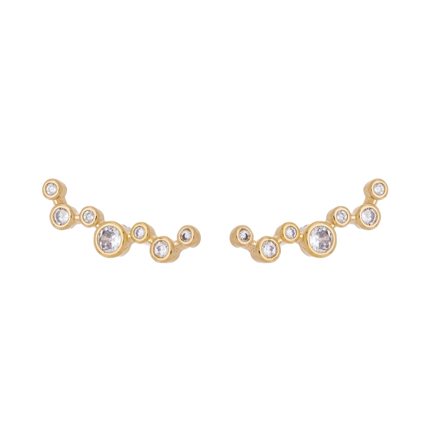 Brinco earcuff com zircônias banhado a ouro 18k - Biju & Cia.
