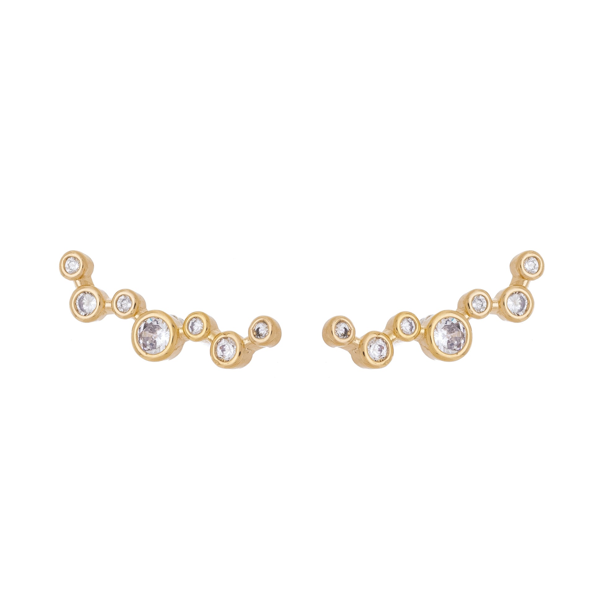 Brinco earcuff com zircônias banhado a ouro 18k - Biju & Cia.
