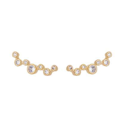 Brinco earcuff com zircônias banhado a ouro 18k - Biju & Cia.