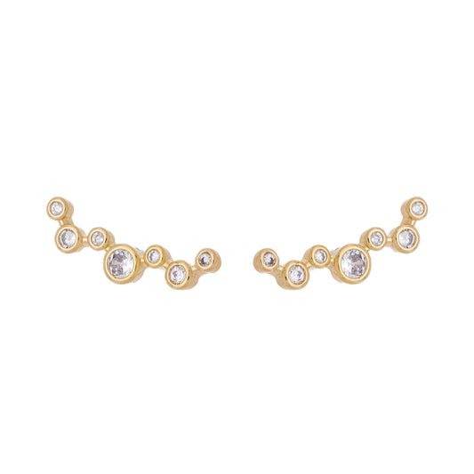 Brinco earcuff com zircônias banhado a ouro 18k - Biju & Cia.