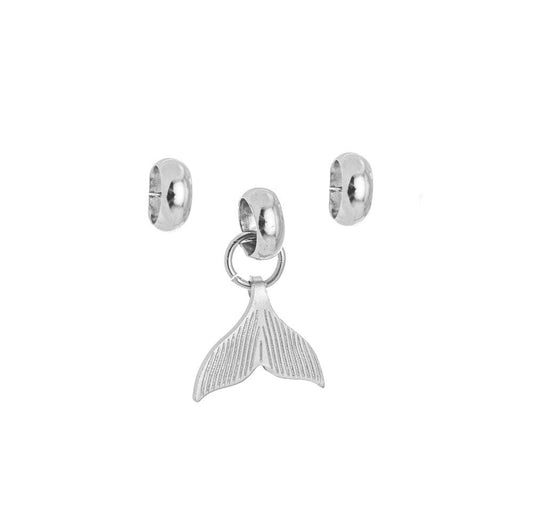 Berloque de cauda de sereia com dois separadores em aço inox - Biju & Cia.