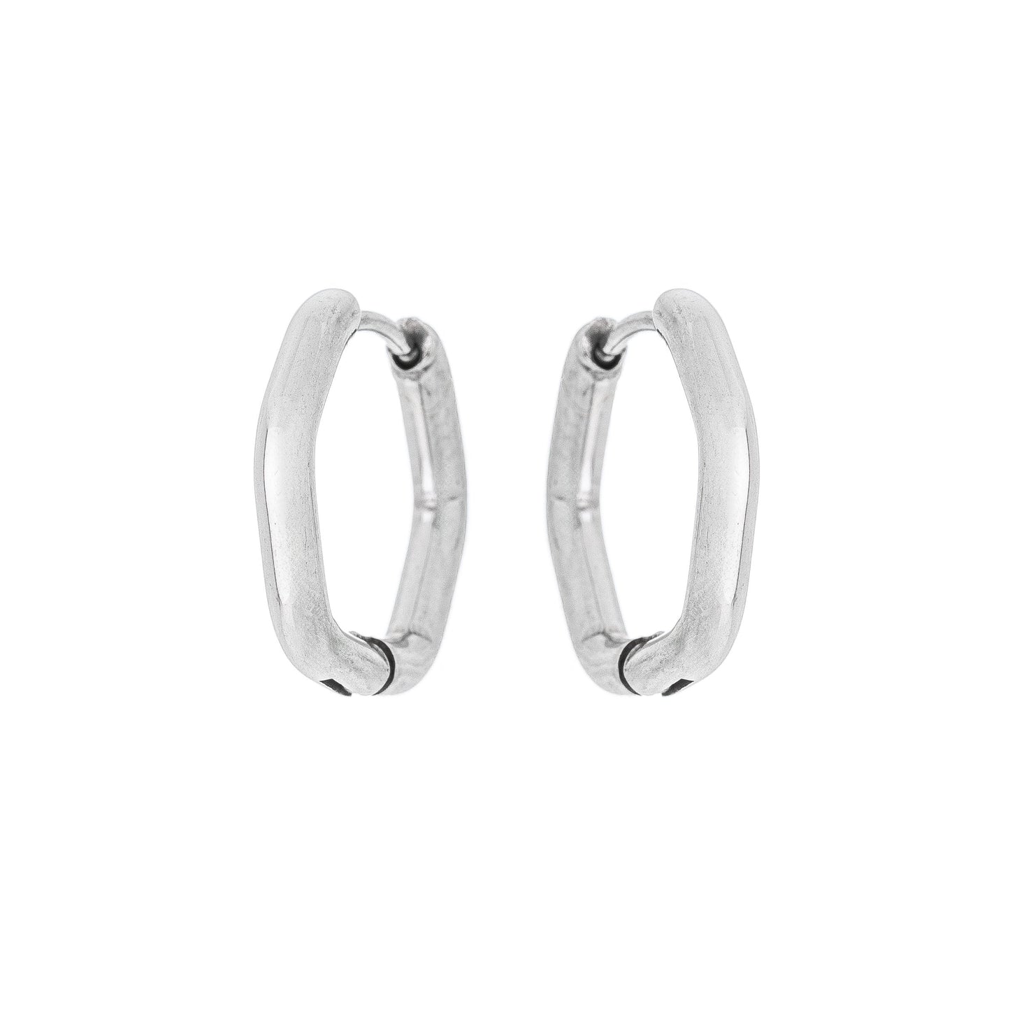 Brinco de argola articulada sextava em aço inox - Biju & Cia.