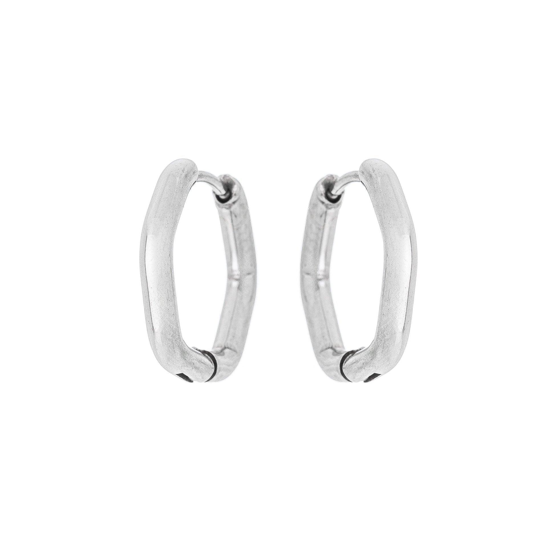 Brinco de argola articulada sextava em aço inox - Biju & Cia.