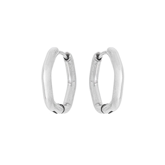 Brinco de argola articulada sextava em aço inox - Biju & Cia.