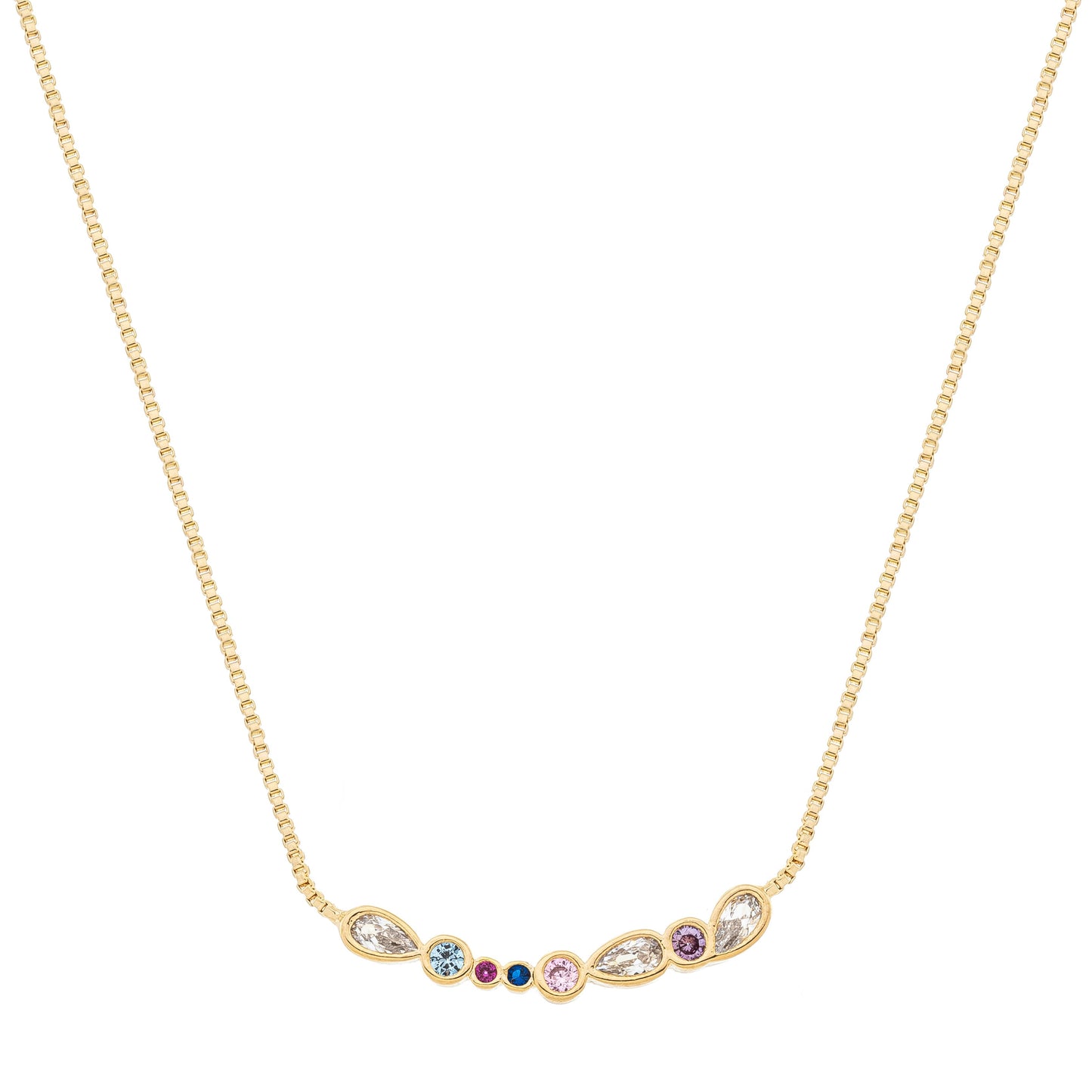 Gargantilha com pedras coloridas banhada a ouro 18k