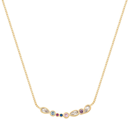 Gargantilha com pedras coloridas banhada a ouro 18k