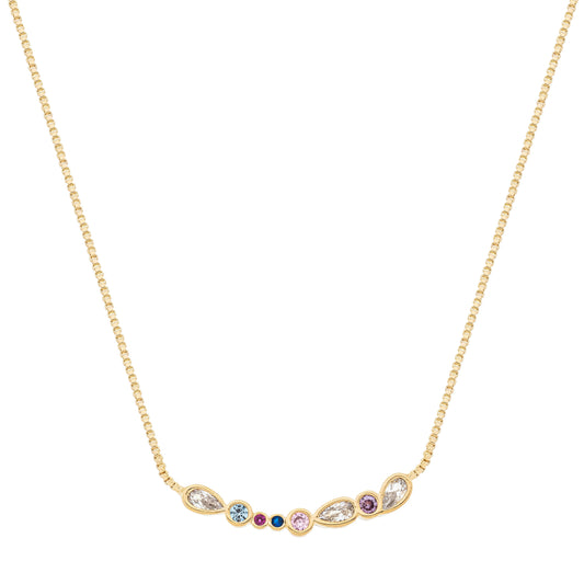Gargantilha com pedras coloridas banhada a ouro 18k