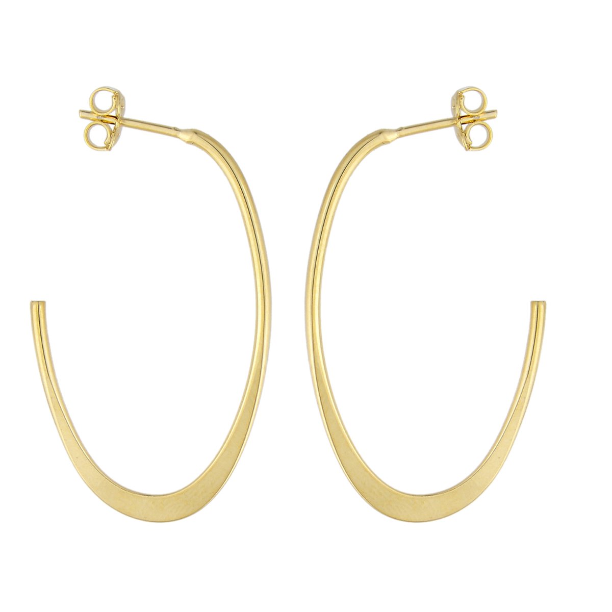 Brinco de argola chata oval banhado a ouro 18k - Biju & Cia.