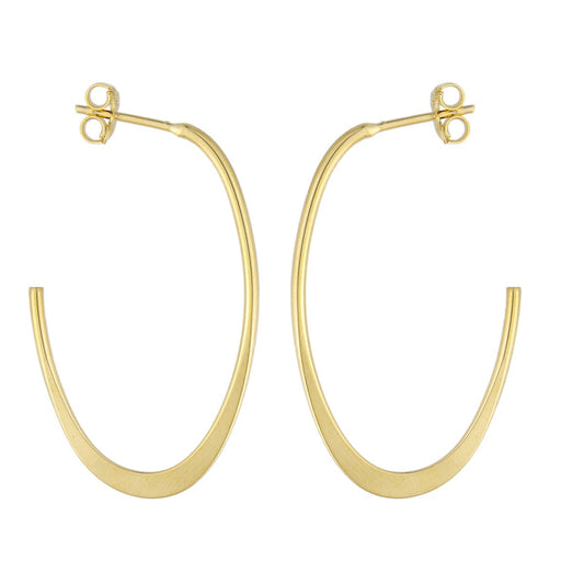 Brinco de argola chata oval banhado a ouro 18k - Biju & Cia.