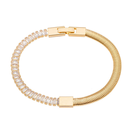 Pulseira lisa e com zircônias banhada a ouro 18k - Biju & Cia.