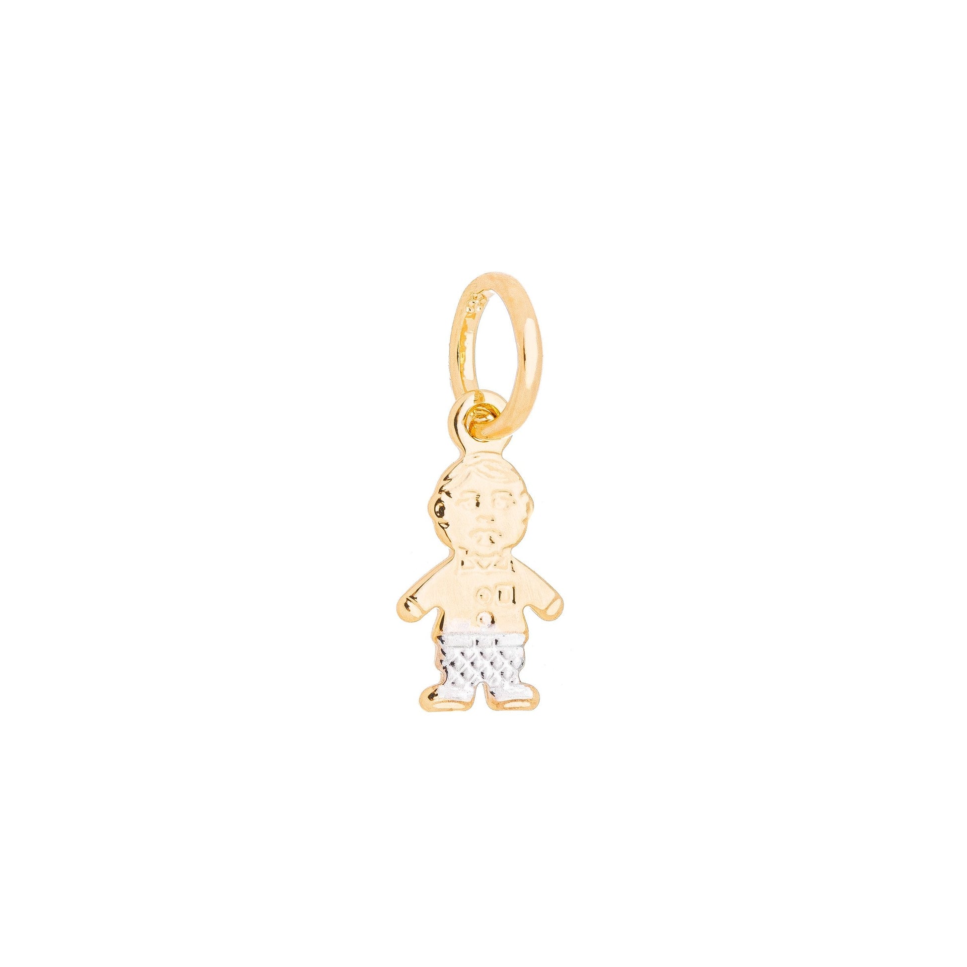 Pingente de menino com detalhe em ródio banhado a ouro 18k - Biju & Cia.