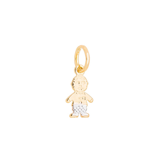 Pingente de menino com detalhe em ródio banhado a ouro 18k - Biju & Cia.