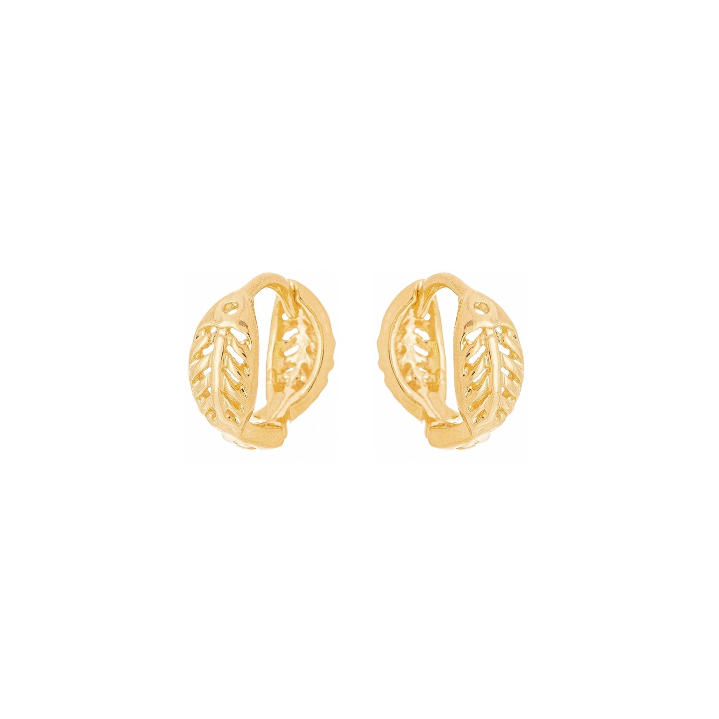 Brinco de argola articulada em formato de folha banhado a ouro 18k - Biju & Cia.