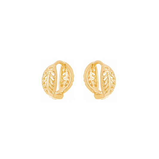 Brinco de argola articulada em formato de folha banhado a ouro 18k - Biju & Cia.
