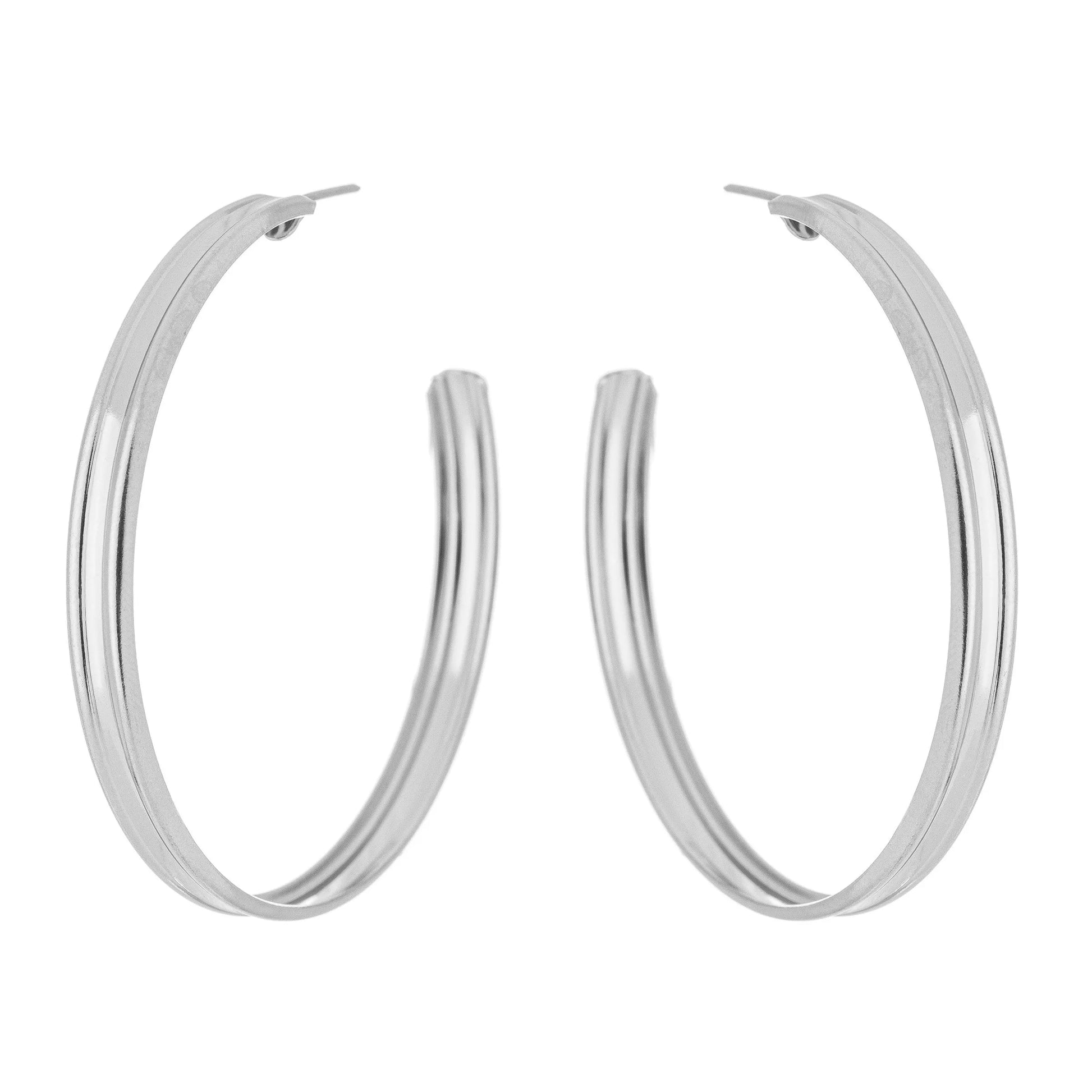Brinco de argola grande lisa em aço inox - Biju & Cia.