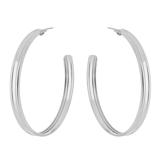 Brinco de argola grande lisa em aço inox - Biju & Cia.
