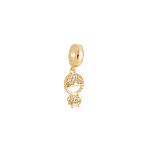 Berloque de menina com zircônias banhado a ouro 18k - Biju & Cia.